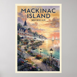 Poster Ilha Mackinac Michigan Viagem Vintage