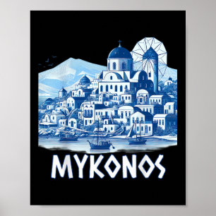 Poster Ilha Mykonos Grécia Lembrança Grega Verão Férias