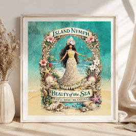 Poster Ilha Ninfa Arte Fantasia Oceânica Espiritual Tropi