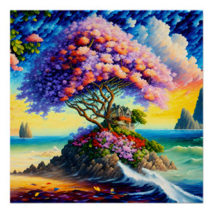 Póster Ilha oculta no oceano
