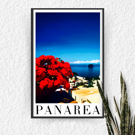 Poster Ilha Panarea italiana - Estilo Mediterrâneo azul