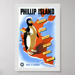 Poster Ilha Phillip Victoria Austrália Cartaz Antigo