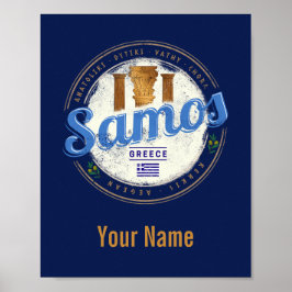 Poster Ilha Samos em férias de colheita retrô-Grécia