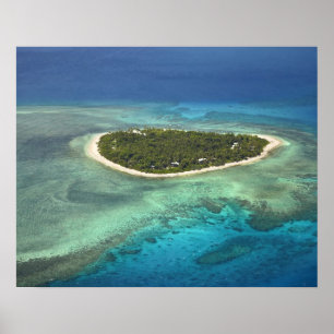 Póster Ilha Tavarua e recife de coral, Ilhas Mamanuca