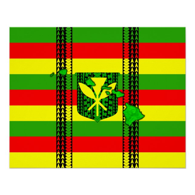 Póster Ilha Tribal Kanaka Maoli Flag (Frente)