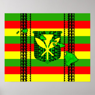 Poster Ilha Tribal Kanaka Maoli Flag