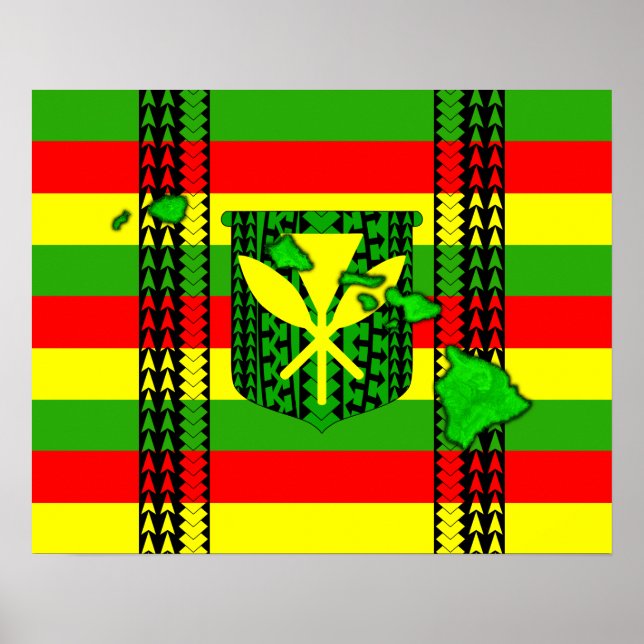 Poster Ilha Tribal Kanaka Maoli Flag (Frente)