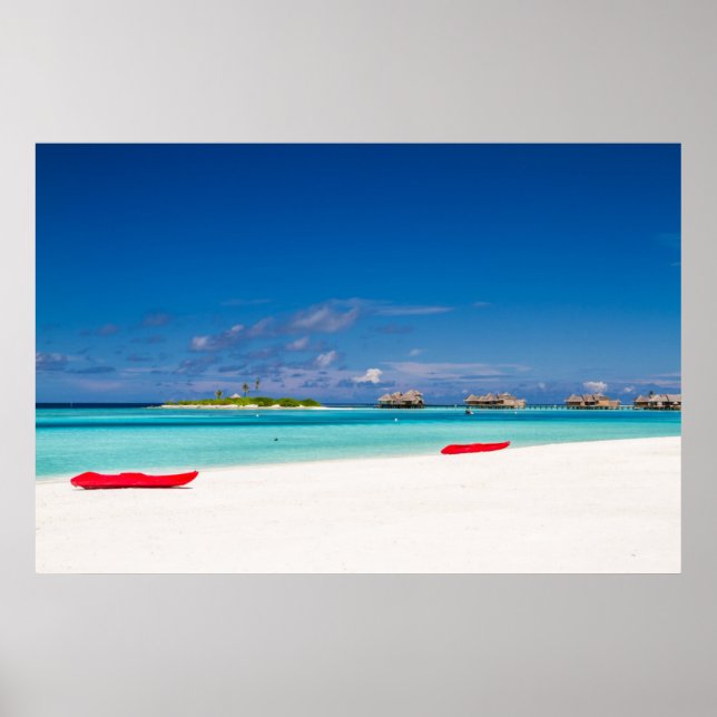 Póster Ilha Tropical Com Praia Sandy Com Palmeiras (Frente)