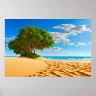Poster Ilha Tropical Deserta Praia Arenosa