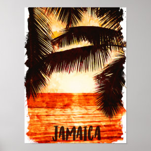 Poster Ilha Tropical Jamaica Sunset Caribe