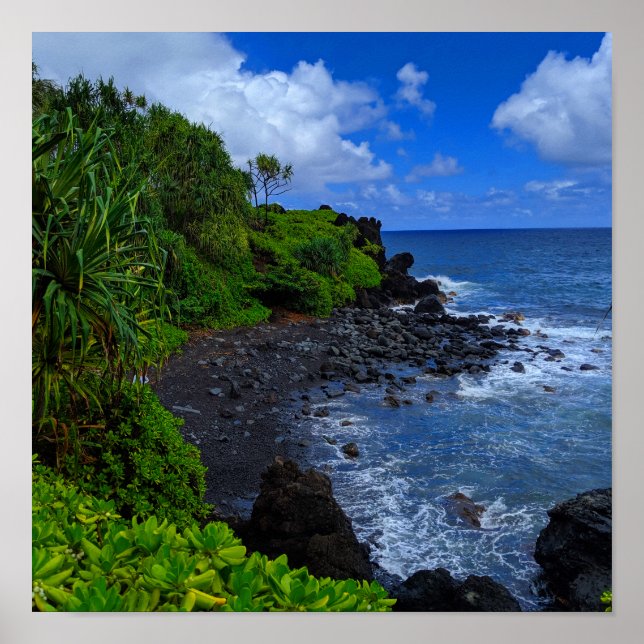 Poster Ilha Tropical Maui Hawaiian Beach (Frente)