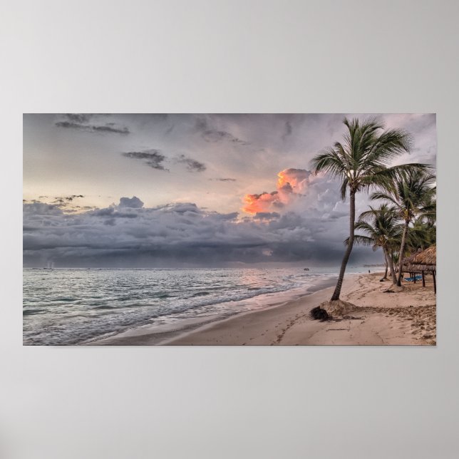 Poster Ilha Tropical Palm Tree Beach (Frente)