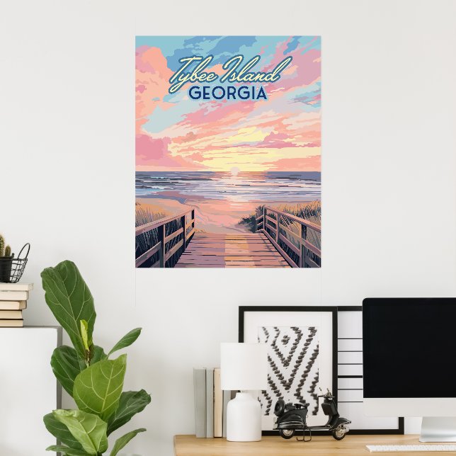 Poster Ilha Tybee Georgia Sunrise Beach Savannah (Escritório em casa)