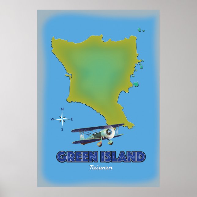 Poster Ilha Verde pôster de viagem de Taiwan. (Frente)