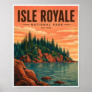 Poster Ilha Vintage Parque Nacional Royale Viagem
