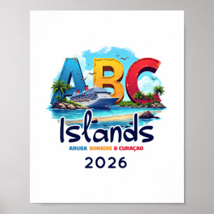 Poster Ilhas Abc Aru Bonaire Curaçao Cruzeiro Férias 20