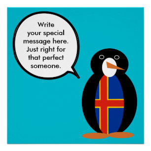 Póster Ilhas Åland Falando Ms Penguin Personalizado