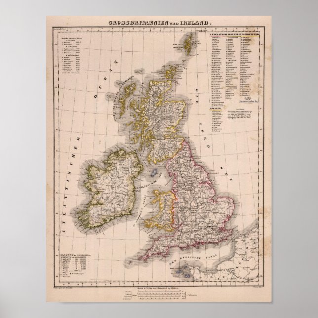 Póster Ilhas Britânicas, Inglaterra, Irlanda (Frente)