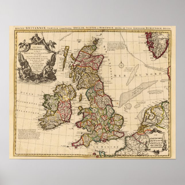 Póster Ilhas Britânicas, Inglaterra, Irlanda (Frente)