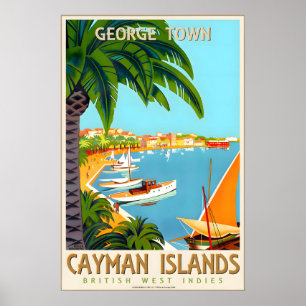 Poster Ilhas Cayman Grandes Antilhas Caribe Viagem
