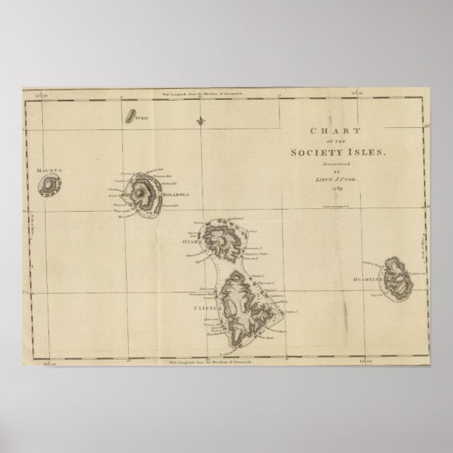 Póster Ilhas da Sociedade, Taiti (Frente)