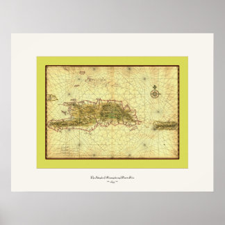 Póster Ilhas de Hispaniola e Porto Rico ~ 1639