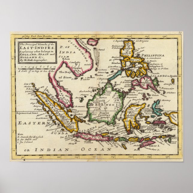 Póster Ilhas do Príncipe das Índias Orientais (Frente)