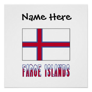Póster Ilhas Faroé Faroês Bandeira Preta Personaliz