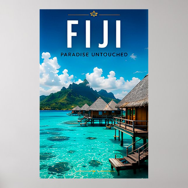 Poster 🏝️ Ilhas Fiji Paraíso Luxo Viagem Decoração 🌊 (Frente)