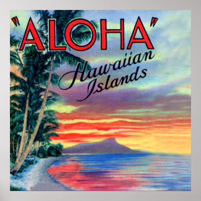 Póster Ilhas Havaianas Aloha Sunset (Frente)