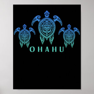 Poster Ilhas Havaianas Tartaruga do Mar Vintage Souvenir 