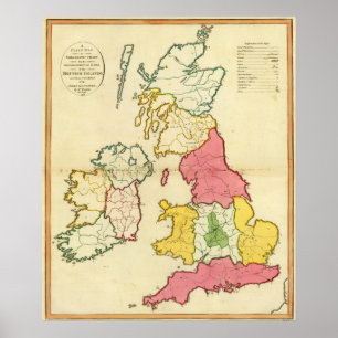Póster Ilhas lisas de Ingleses do mapa