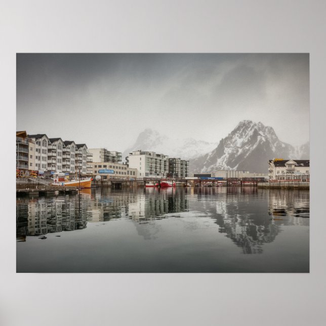 Poster Ilhas Lofoten, Cidade de Svolvaer (Frente)