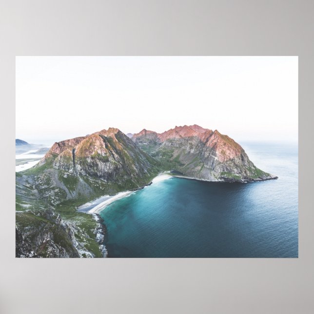 Poster Ilhas Lofoten de praia de Kvalvika (Frente)
