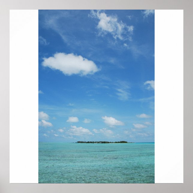 Póster Ilhas Maldivas com água/paisagem de nuvens lindíss (Frente)