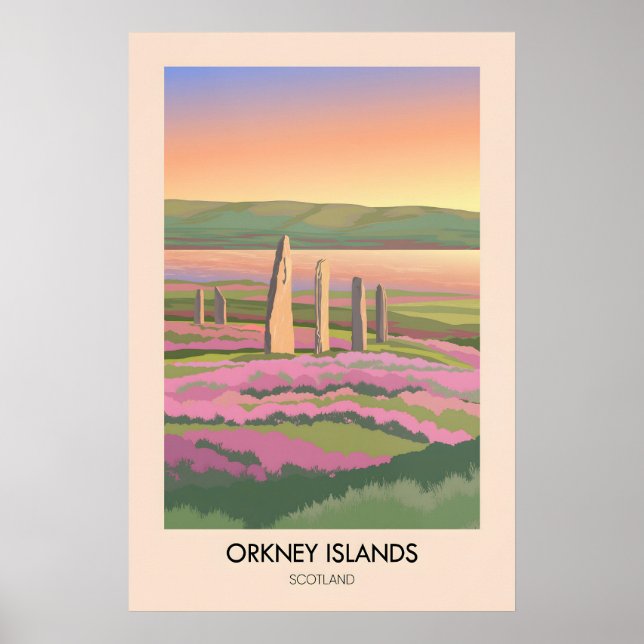 Poster Ilhas Órcades Escócia Cartaz de Viagem (Frente)