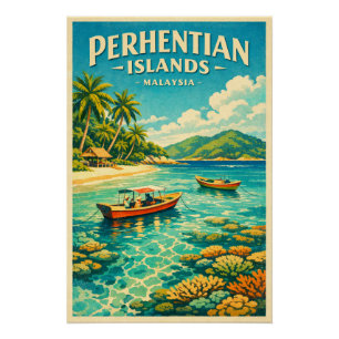Póster Ilhas Perhentian, Malásia, em um vibrante