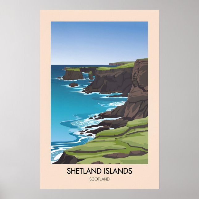 Poster Ilhas Shetland Escócia Cartaz de Viagem (Frente)