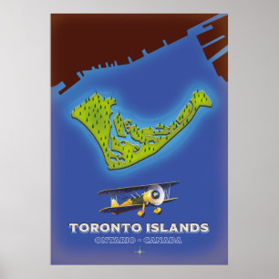 Poster Ilhas Toronto, Ontário, mapa do Canadá