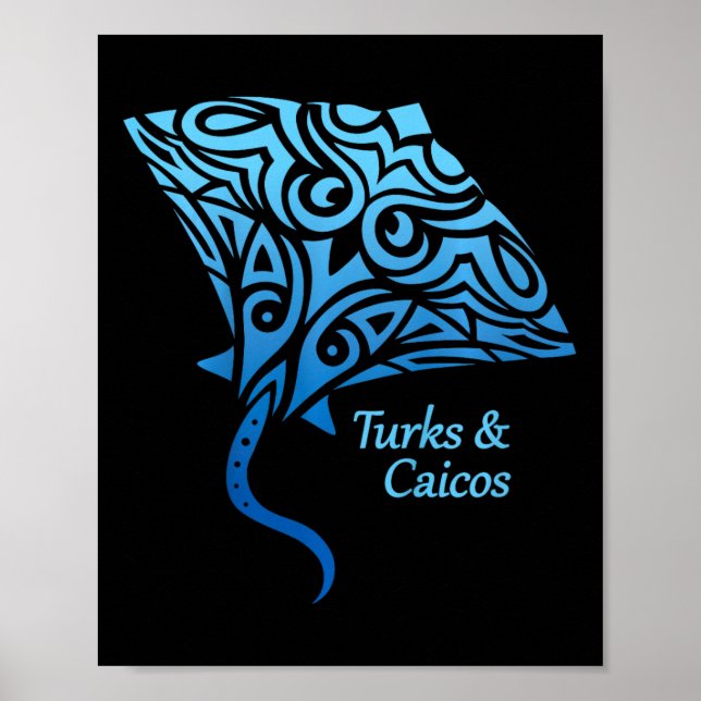 Poster Ilhas Turcas e Caicos Stingray Meninas Meninos Vac (Frente)