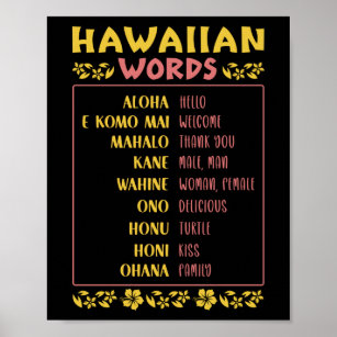 Poster Ilhas Vintage Souvenir Palavras Havaianas