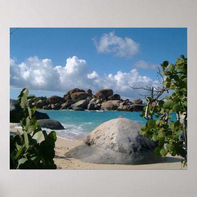 Poster Ilhas Virgens Britânicas, Gorda, Praia The Baths (Frente)