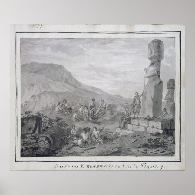 Poster Ilhéus e Monumentos da Ilha da Páscoa, 1786 (Frente)