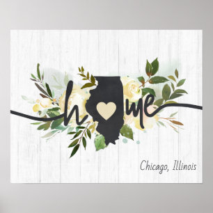Poster Illinois Estado Personalizado Sua Cidade Natal Rús