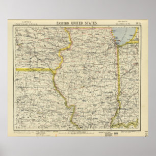 Póster Illinois, Indiana, Iowa, Missouri