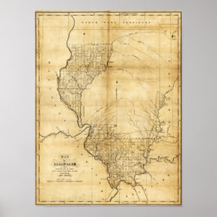 Póster IllinoisPanoramic MapIllinois