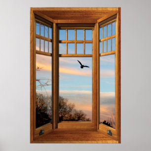 Poster Illusão da Janela da Baía de Madeira - Pássaro 