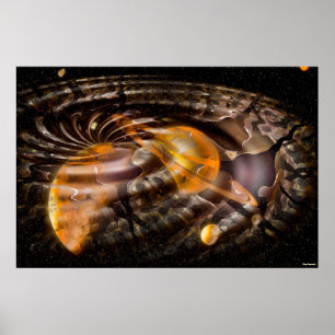 Póster Illusão Digital 3D de dobra espacial