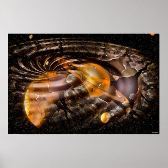 Póster Illusão Digital 3D de dobra espacial (Frente)