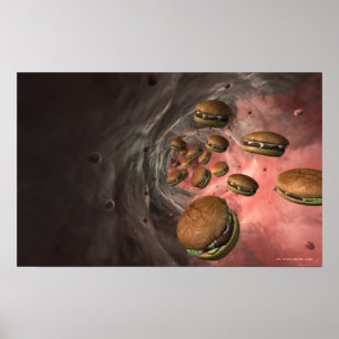 Póster Illustration of a blood vessel with burgers